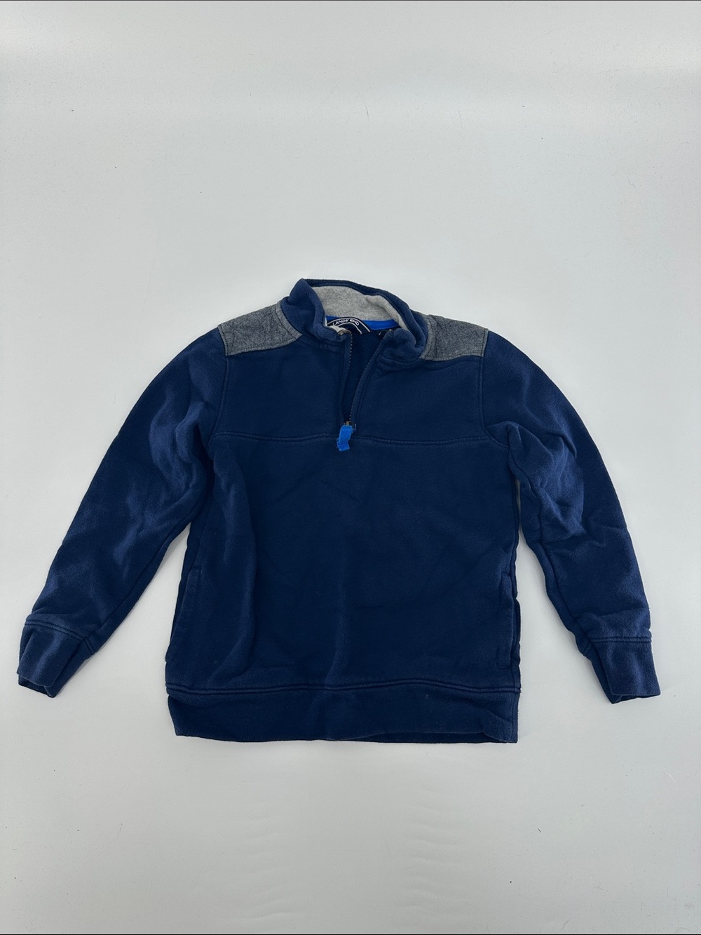 Lands' End Navy Half-Zip Fleece with Gray Shoulder Yoke
